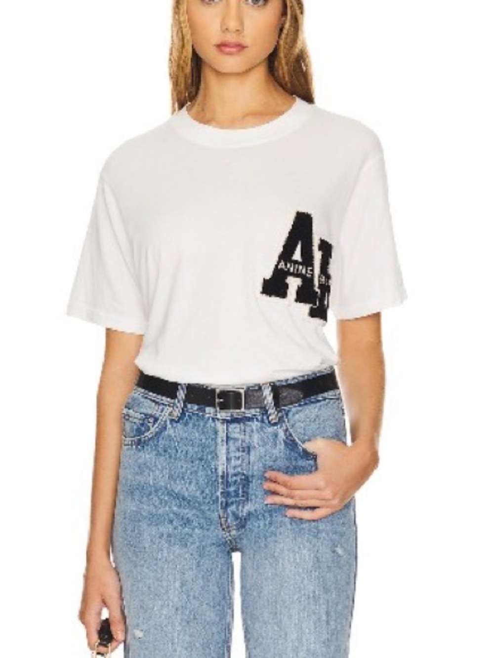 NWT ANINE BING Lili Letterman Tee in Off White SIZE X-SMALL - Picture 4 of 9